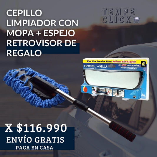 Cepillo para auto con mango ajustable +  Espejo Retrovisor Auto
