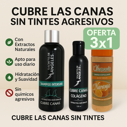CUBRE CANAS®: SHAMPOO NATURAL PREMIUM + TRATAMIENTO Y OBSEQUIO🎁