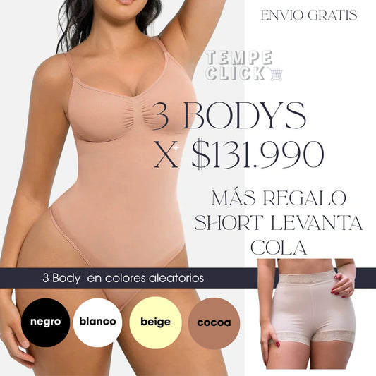 3 Bodys + Obsequio Short Levanta Cola